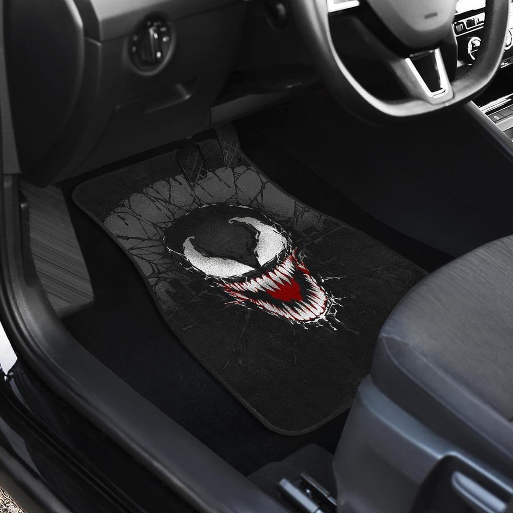 Venom Draw Cartoon Black & White Car Floor Mats