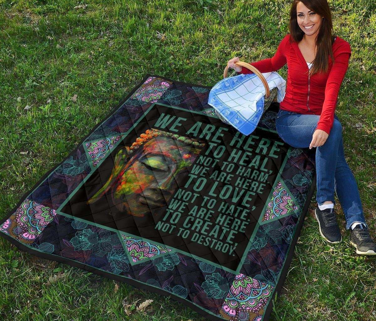 We Are Here To Heal Quilt Blanket For Yoga Lover