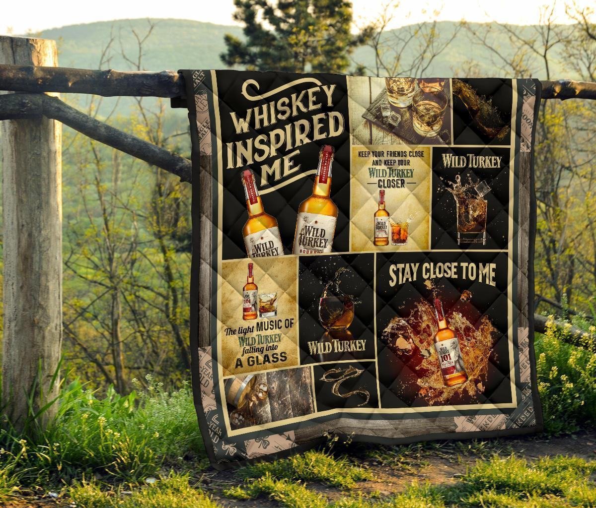 Wild Turkey Quilt Blanket Whiskey Inspired Me Funny Gift