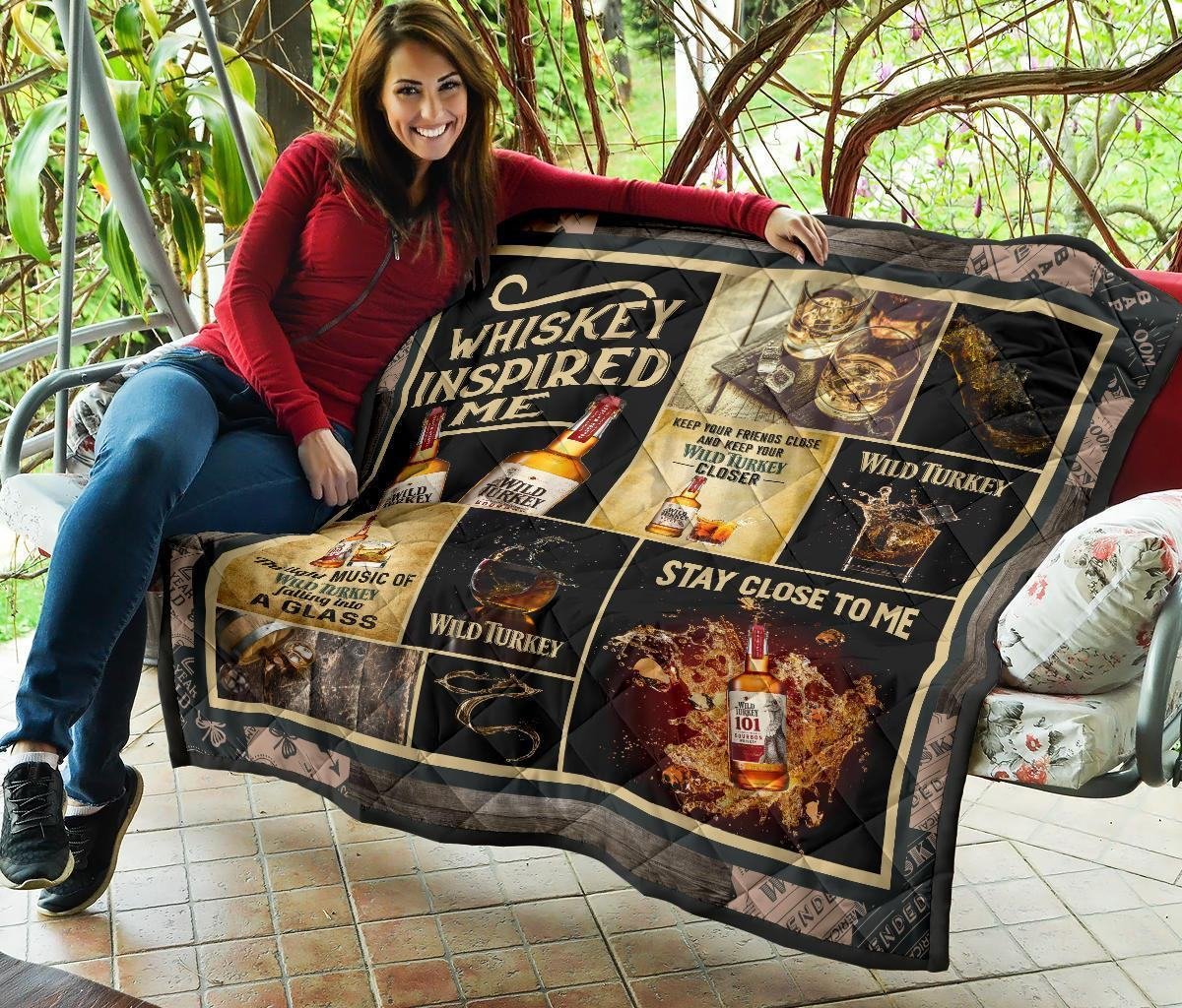 Wild Turkey Quilt Blanket Whiskey Inspired Me Funny Gift