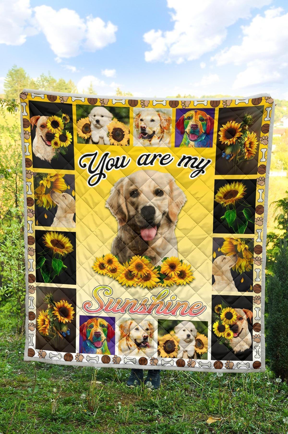 You Are My Sunshine Sunflower Labrador Quilt Blanket