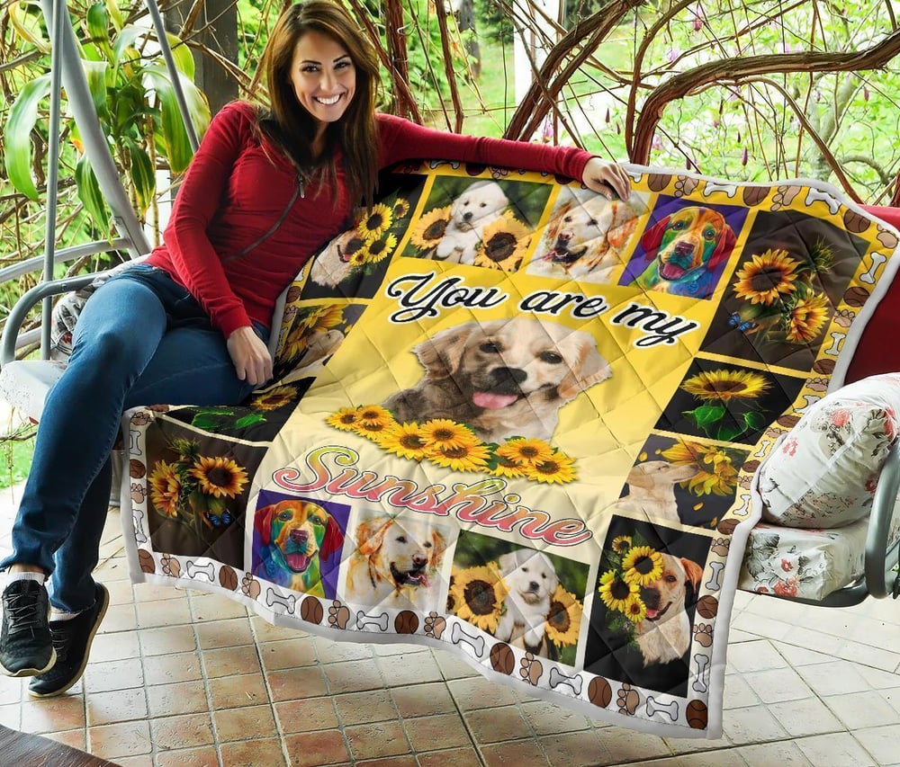 You Are My Sunshine Sunflower Labrador Quilt Blanket