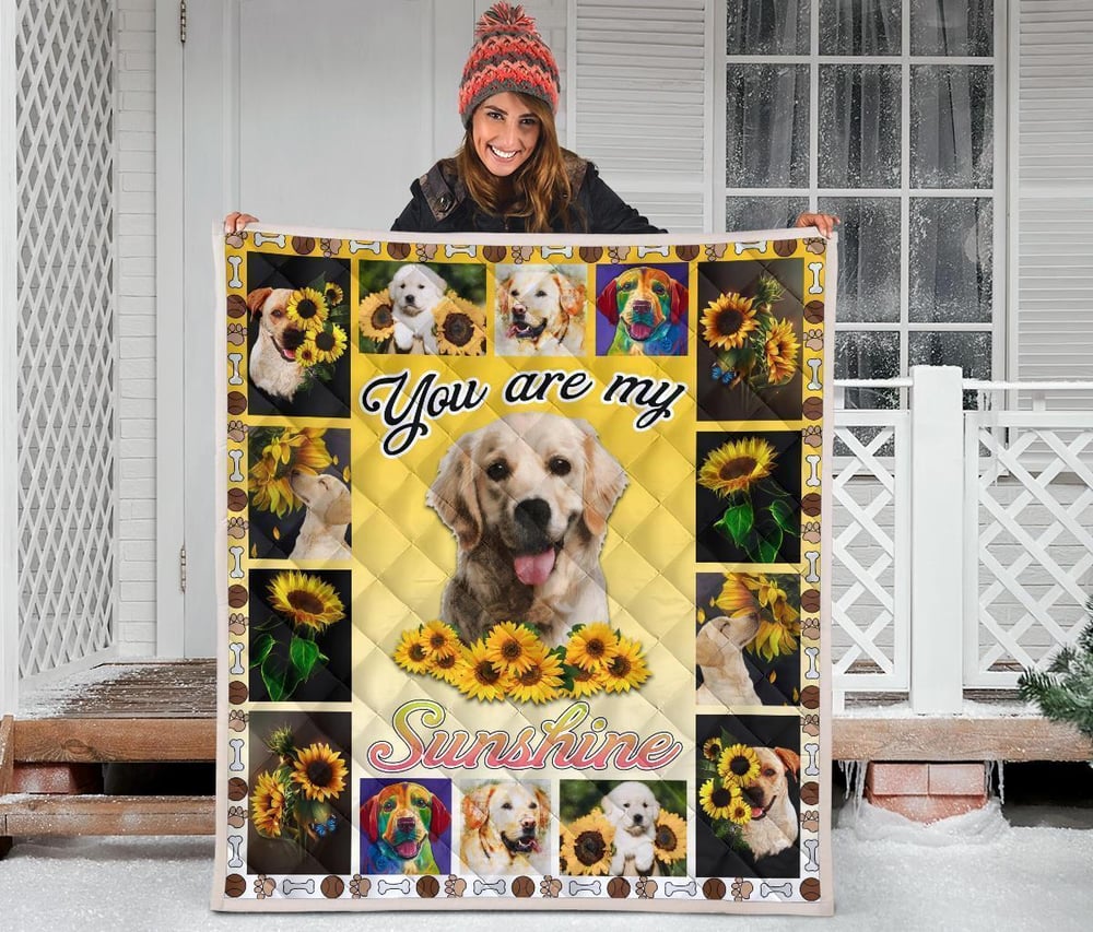 You Are My Sunshine Sunflower Labrador Quilt Blanket