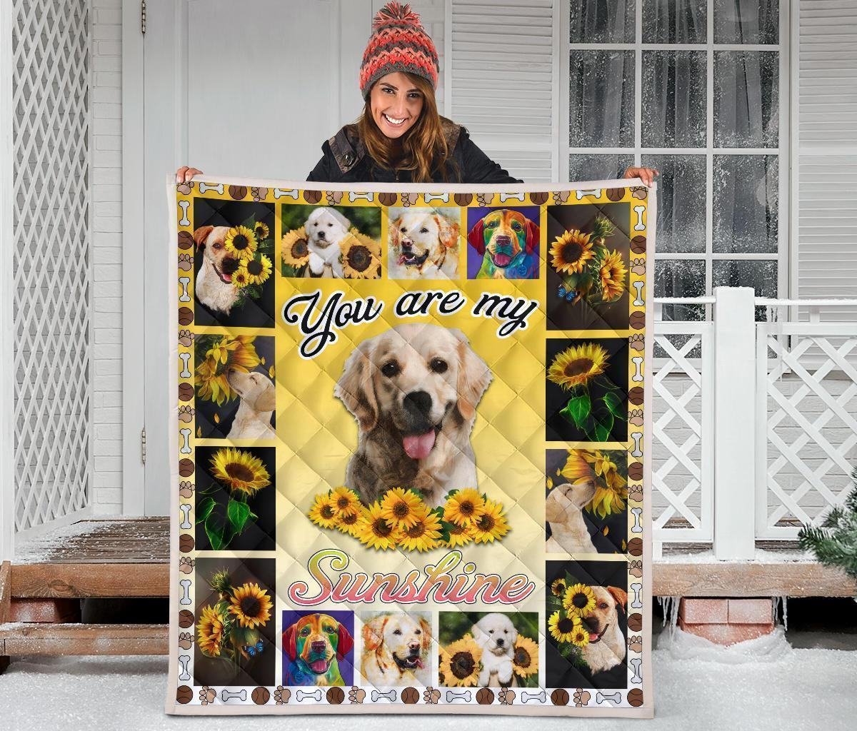 You Are My Sunshine Sunflower Labrador Quilt Blanket