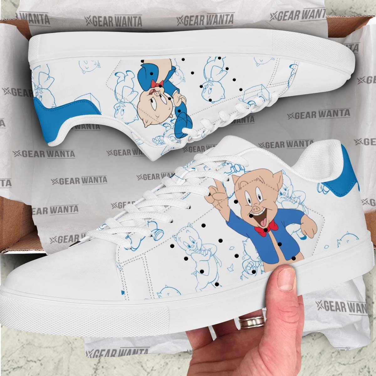 Porky Pig Stan Shoes Custom Looney Tunes Cartoon Shoes