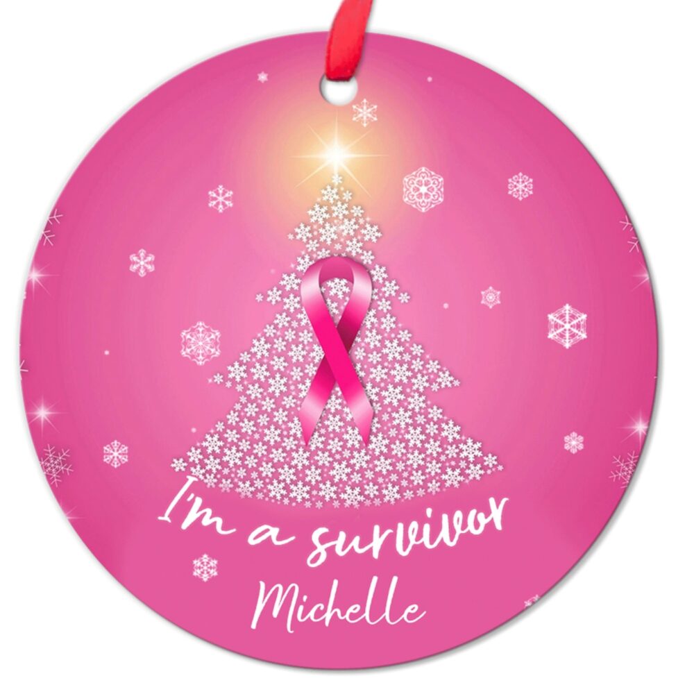 Cancer Ribbon Gifts Cancer Survivor Custom Name Ornament