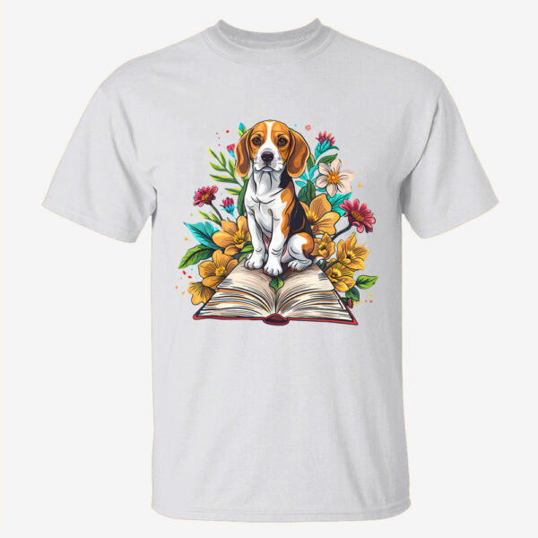 Cottagecore Beagle Dog With Book And Flower For Book Lovers T-Shirt