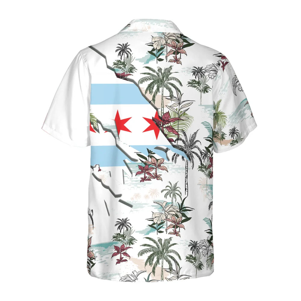 Navy Chicago Tropical Palm Island Men Hawaiian Shirt