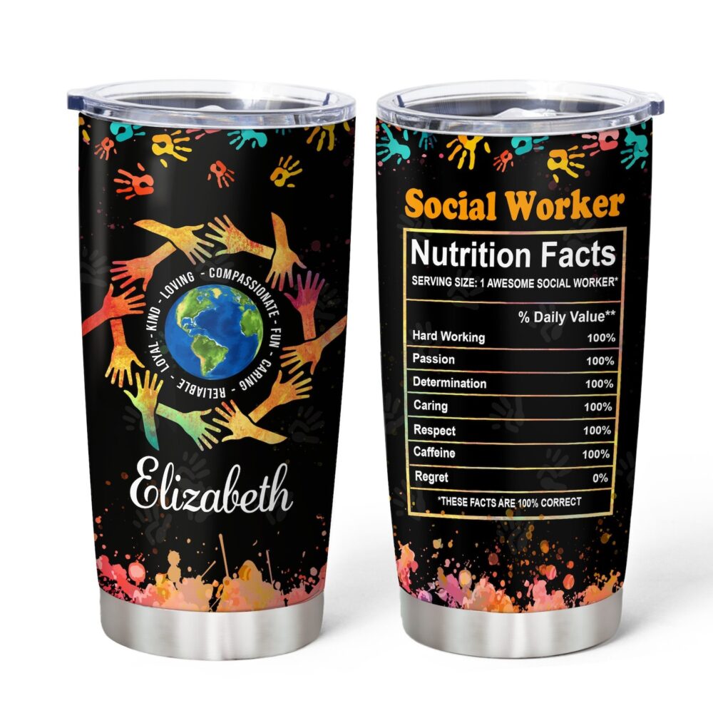 Social Worker Nutrition Facts Custom Name Tumbler