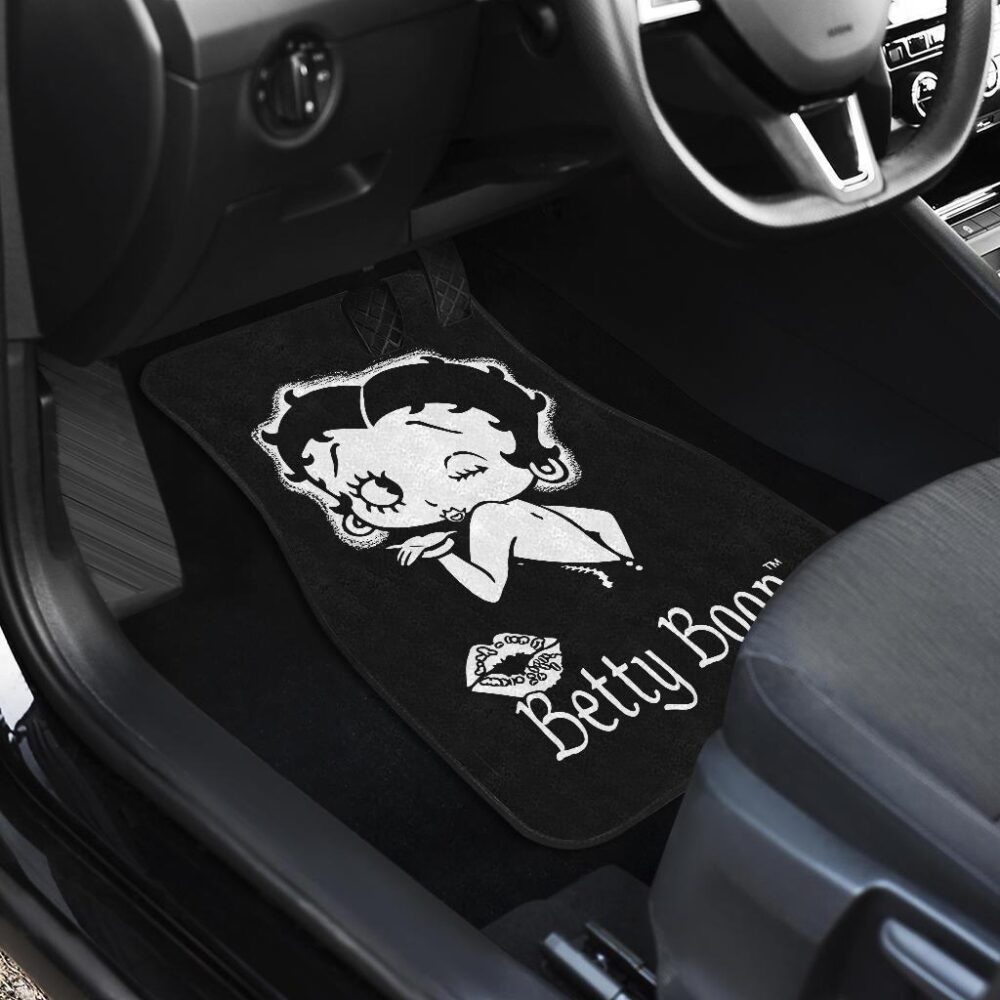 Betty Boop Car Floor Mats | Betty Boop Wind Kisses Lip In Black Theme Car Floor Mats