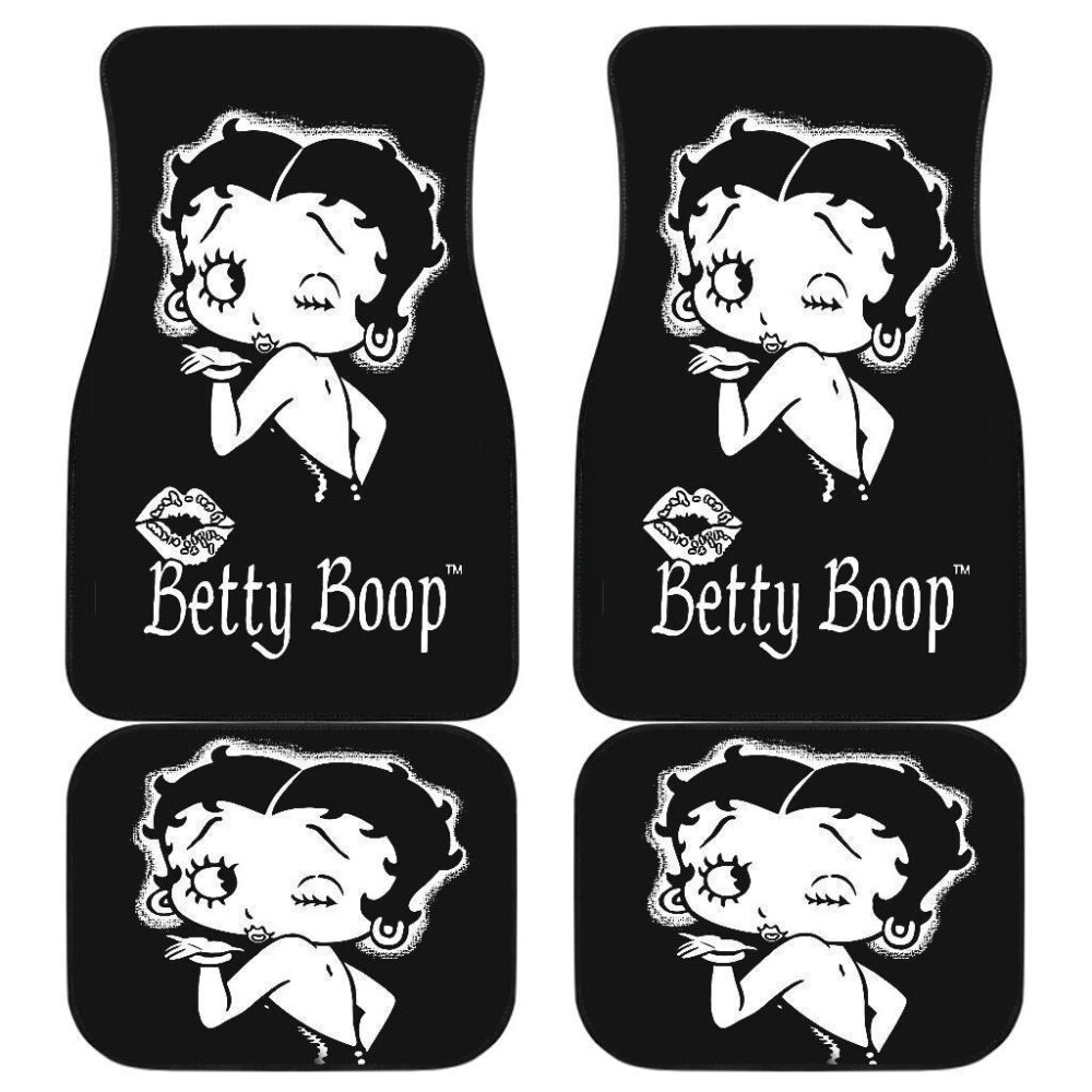 Betty Boop Car Floor Mats | Betty Boop Wind Kisses Lip In Black Theme Car Floor Mats