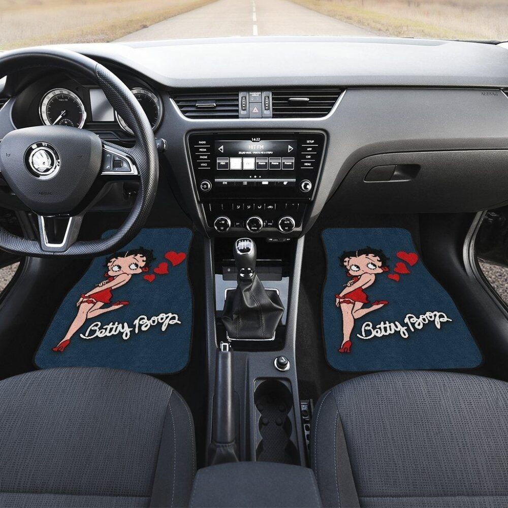 Betty Boop Car Floor Mats | Cartoon Fan Gift Betty Boop Hearts Car Floor Mats