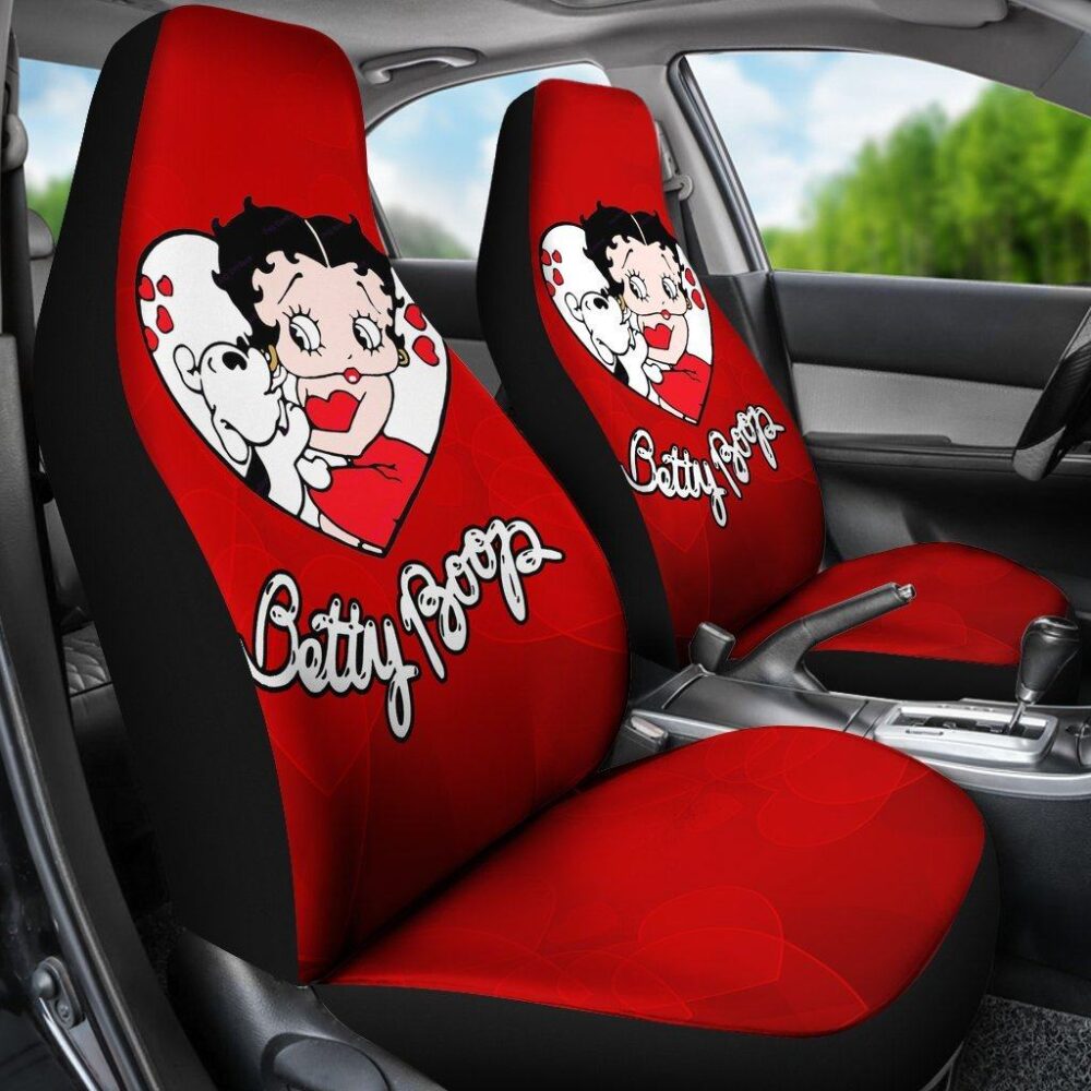 Betty Boop Car Seat Covers | Betty Boop With Dog In Heart Cute Cartoon Car Seat Covers