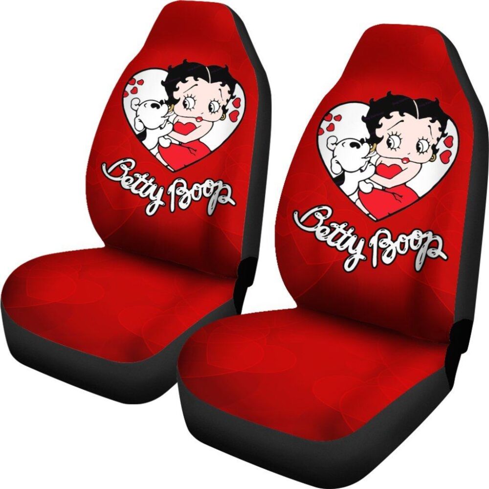 Betty Boop Car Seat Covers | Betty Boop With Dog In Heart Cute Cartoon Car Seat Covers