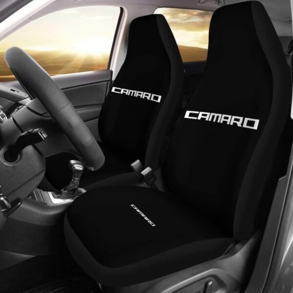 Black Camaro White Letter Custom Car Seat Covers