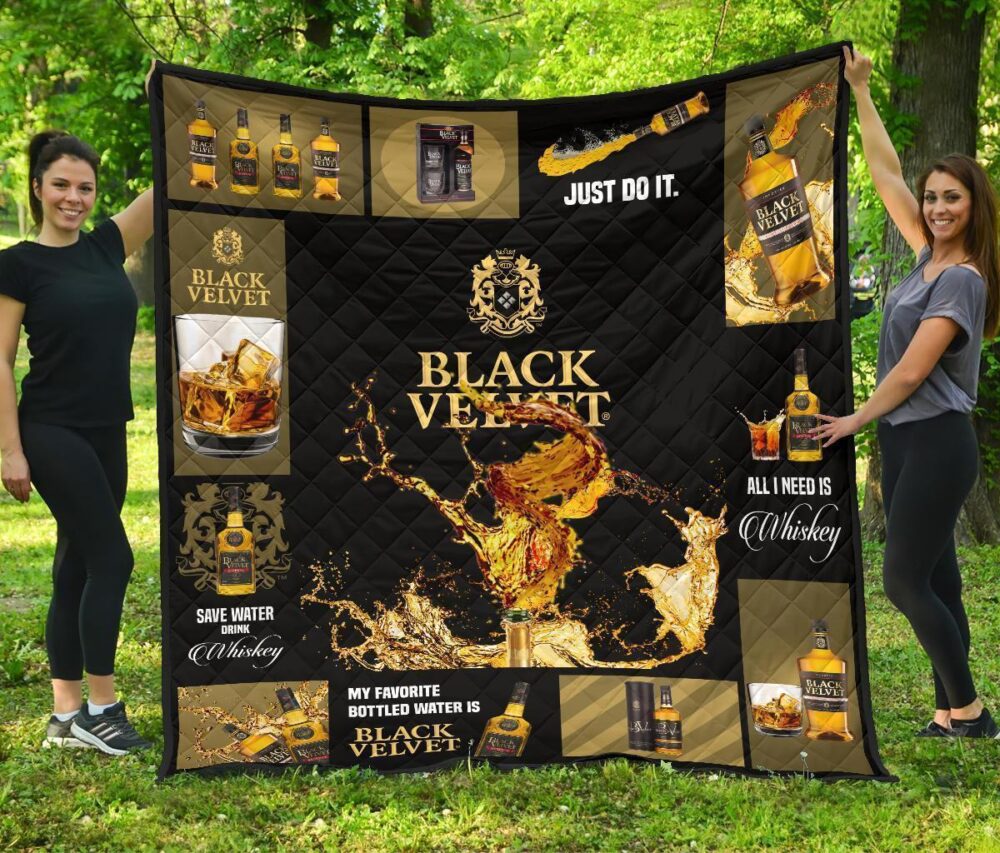 Black Velvet Quilt Blanket All I Need Is Whisky Gift Idea