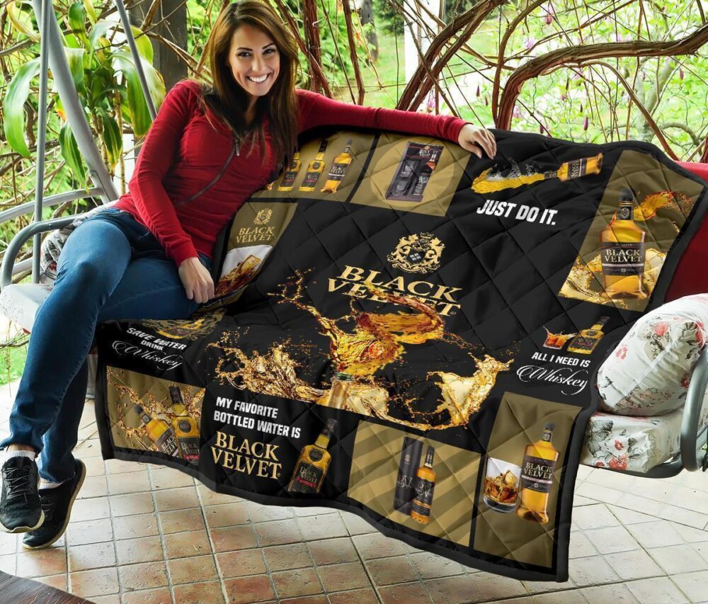 Black Velvet Quilt Blanket All I Need Is Whisky Gift Idea