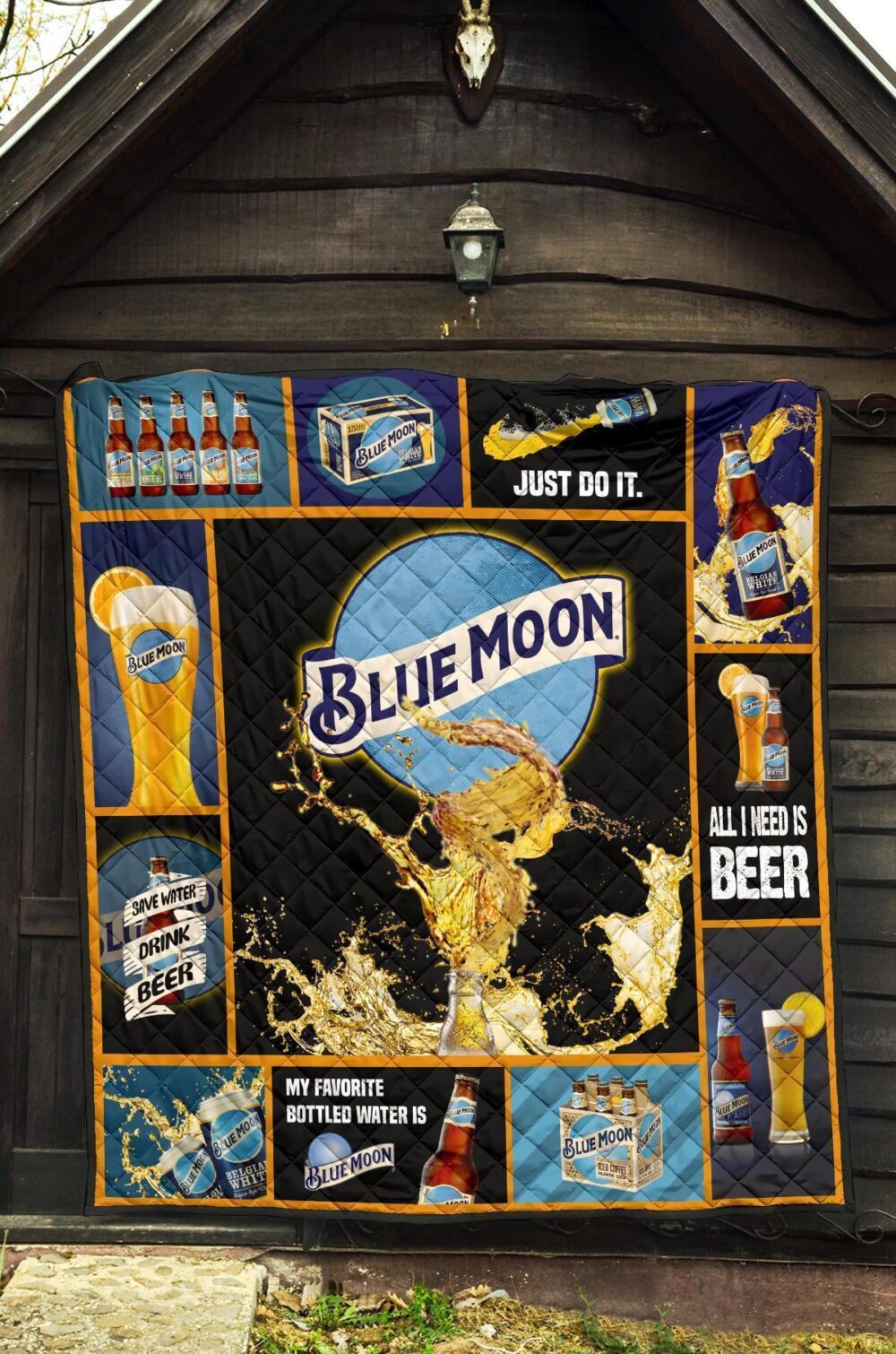 Blue Moon Quilt Blanket Funny For Beer Lover