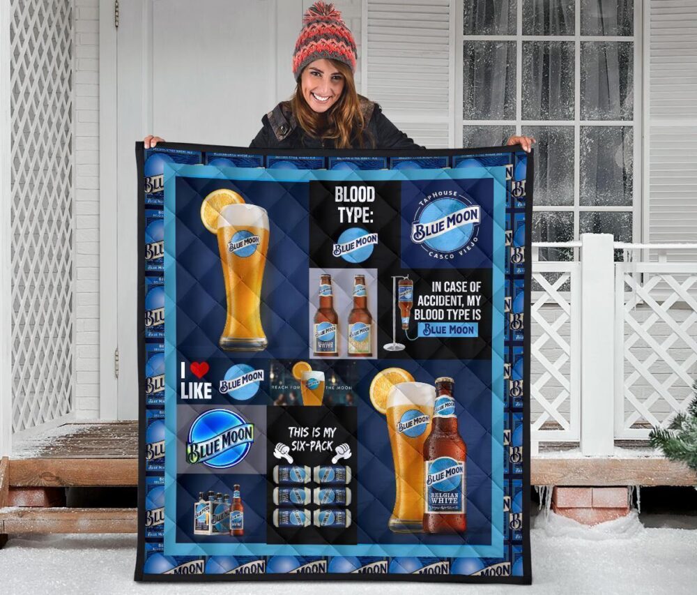 Blue Moon Quilt Blanket Funny Gift For Beer Lover