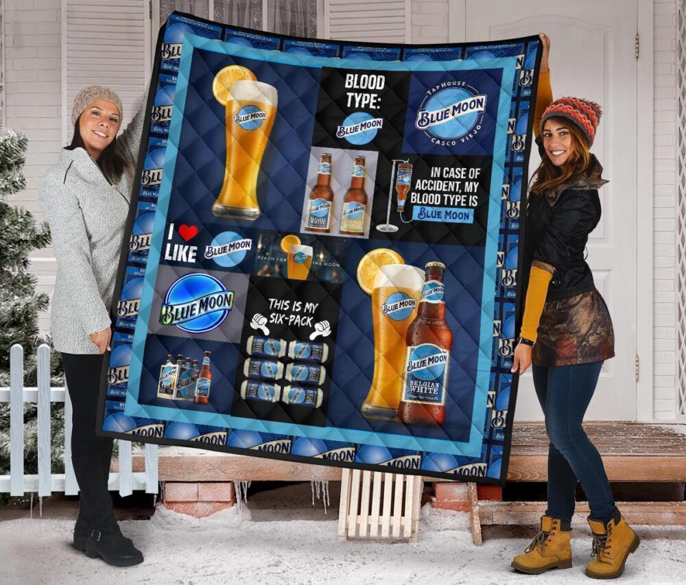 Blue Moon Quilt Blanket Funny Gift For Beer Lover