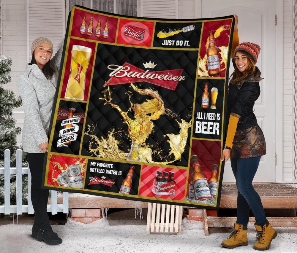 Budweiser Quilt Blanket Funny Beer Lover Gift Idea