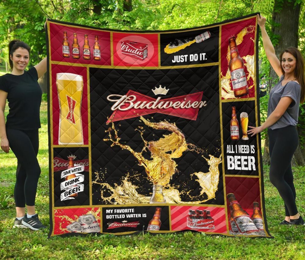 Budweiser Quilt Blanket Funny Beer Lover Gift Idea