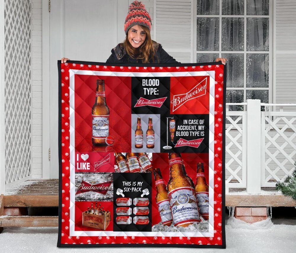 Budweiser Quilt Blanket Funny Gift Idea For Beer Lover