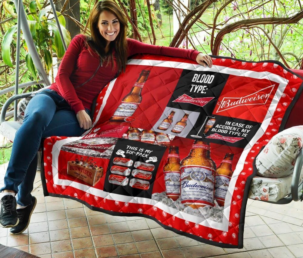 Budweiser Quilt Blanket Funny Gift Idea For Beer Lover