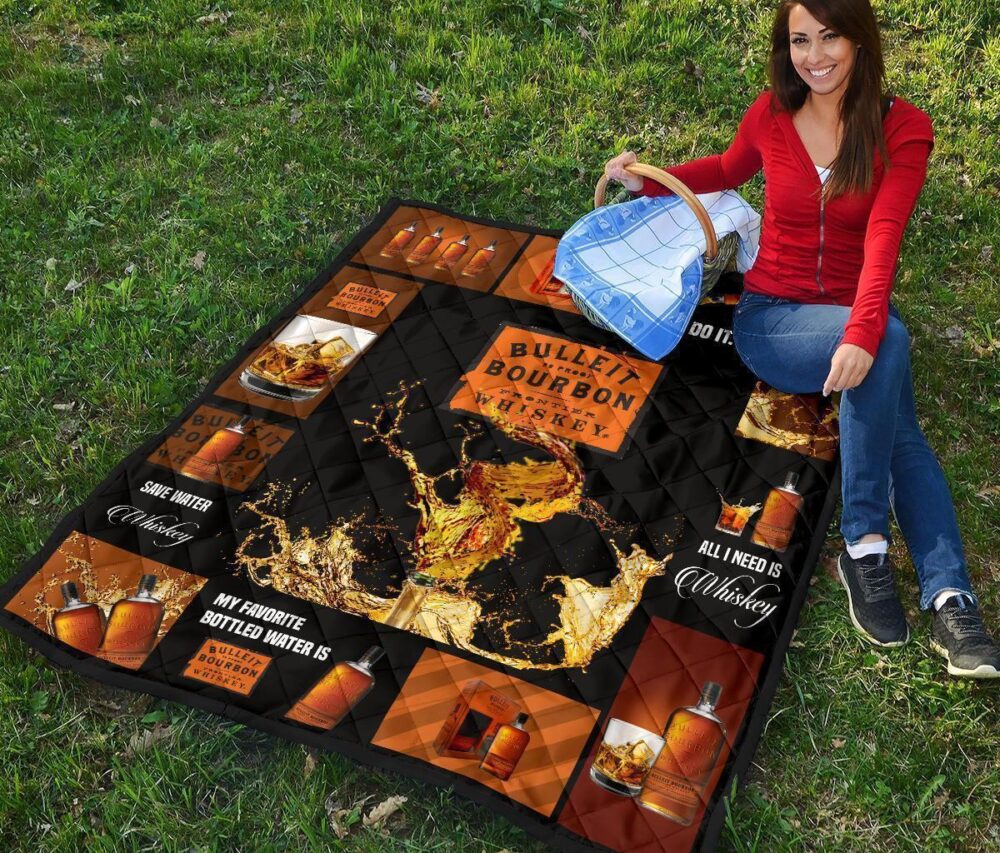 Bulleit Bourbon Quilt Blanket All I Need Is Whisky Gift Idea
