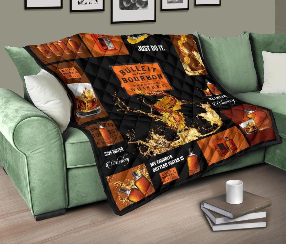 Bulleit Bourbon Quilt Blanket All I Need Is Whisky Gift Idea