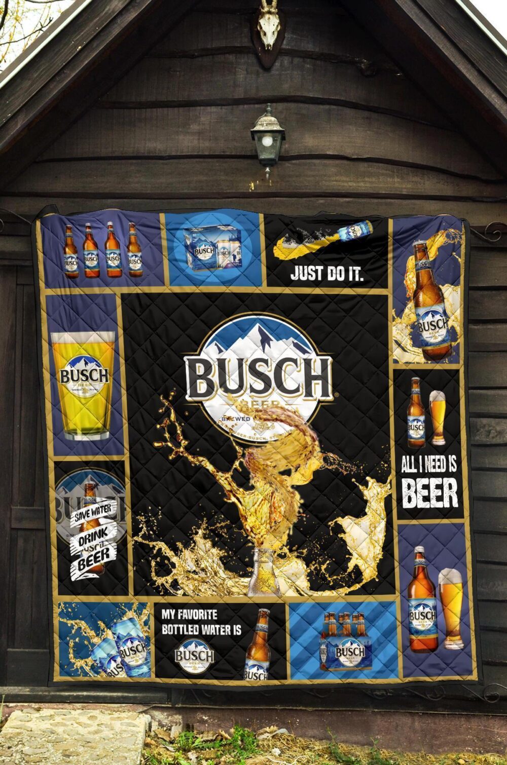 Busch Quilt Blanket Beer Lover Funny Gift