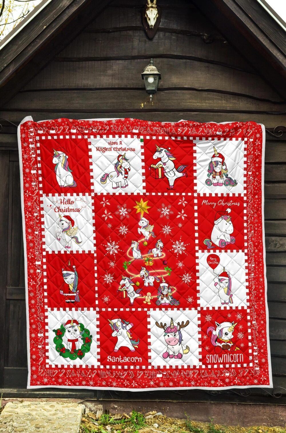 Christmas Unicorn Quilt Blanket Xmas Gift For Unicorn Lover