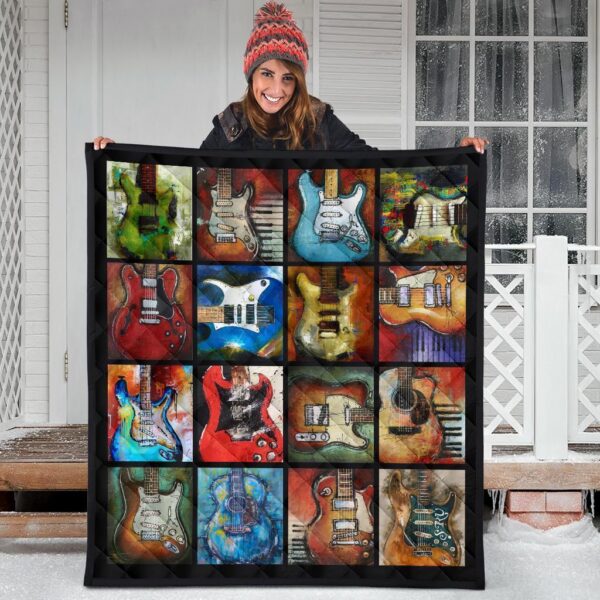 Classic Guitar Quilt Blanket Gift For Guitar Lover 2 classic guitar quilt blanket gift for guitar lover i4zu7