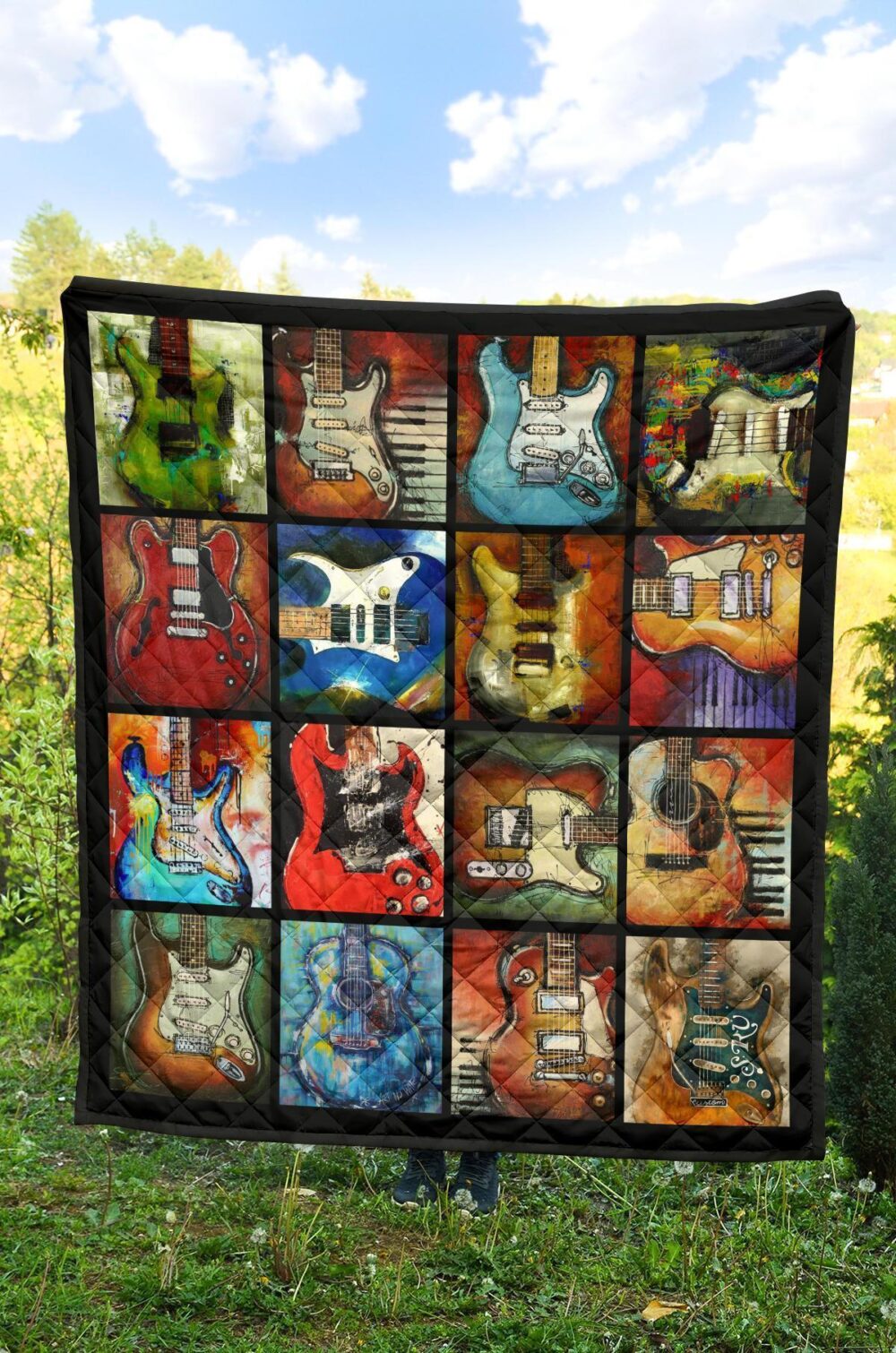 Classic Guitar Quilt Blanket Gift For Guitar Lover