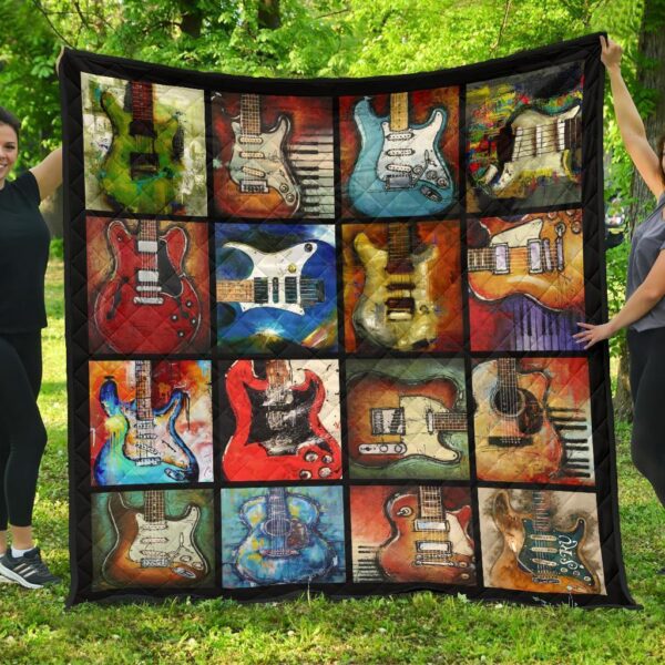 Classic Guitar Quilt Blanket Gift For Guitar Lover 1 classic guitar quilt blanket gift for guitar lover njniw