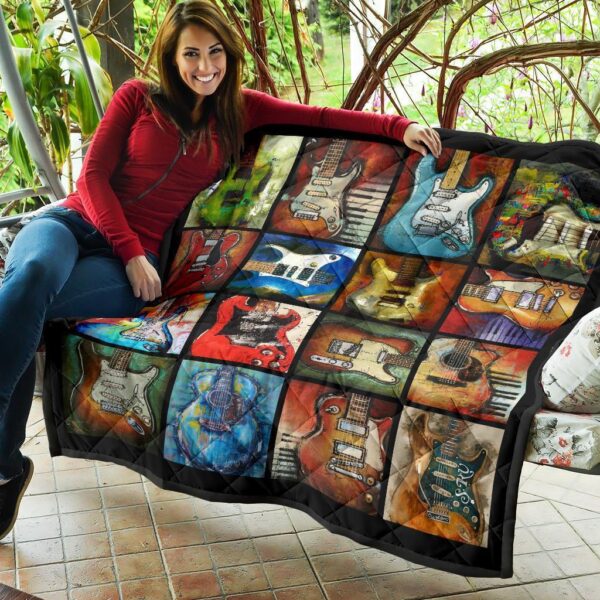 Classic Guitar Quilt Blanket Gift For Guitar Lover 6 classic guitar quilt blanket gift for guitar lover st5ho