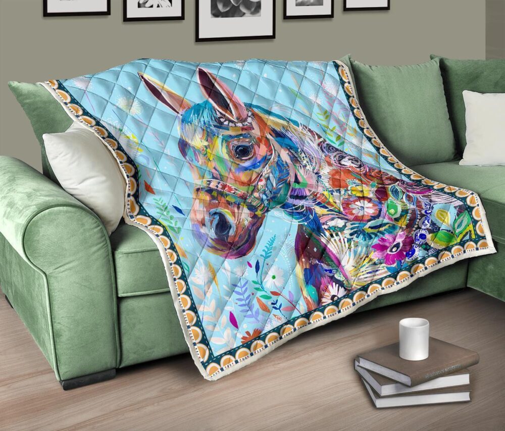 Colorful Horse Fleece Blanket Gift For Horse Lover