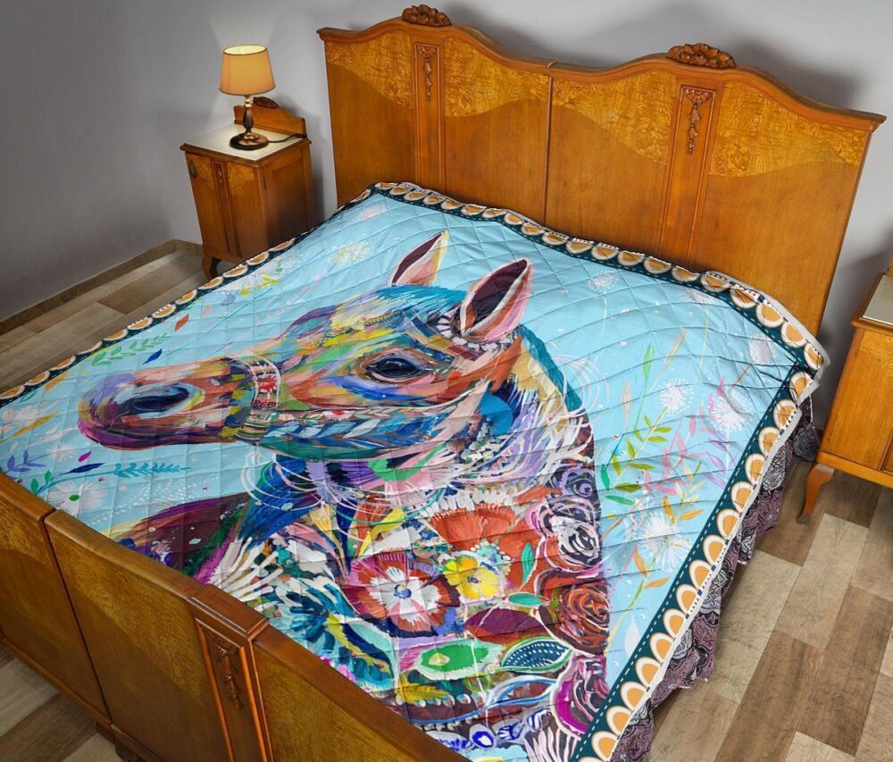 Colorful Horse Fleece Blanket Gift For Horse Lover