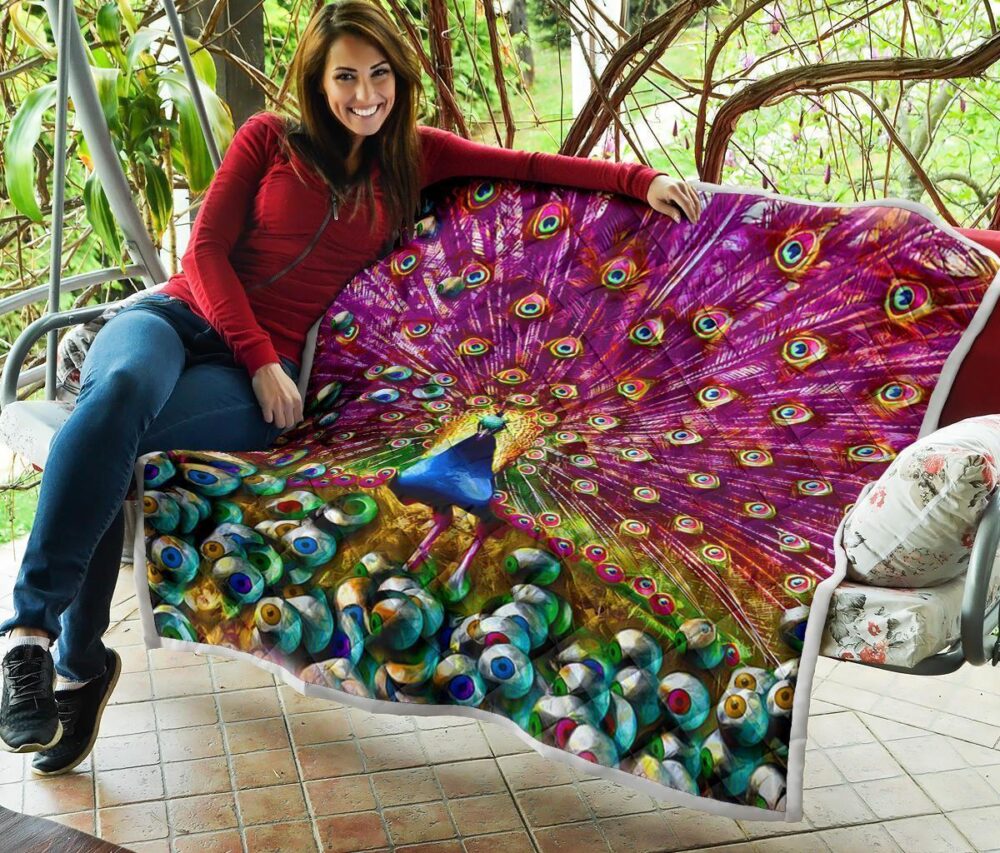Colorful Peacock Quilt Blanket Gift For Peacock Lover