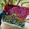 colorful peacock quilt blanket gift for peacock lover swpk6