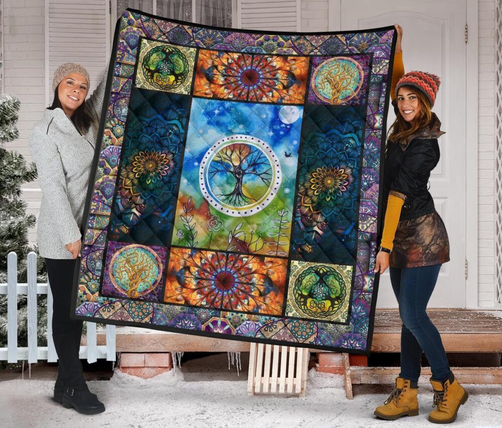 Colorful Tree Of Life Quilt Blanket For Earth Lover