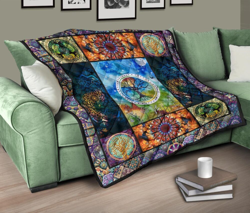 Colorful Tree Of Life Quilt Blanket For Earth Lover