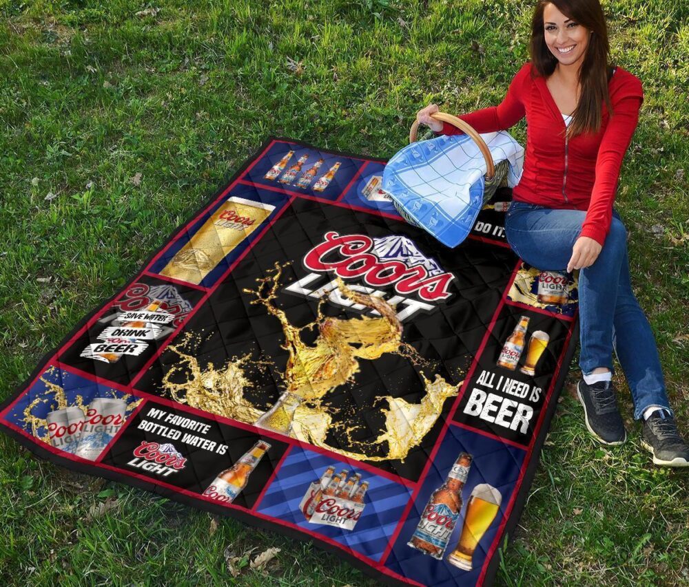 Coors Light Quilt Blanket All I Need Is Beer Funny Gift