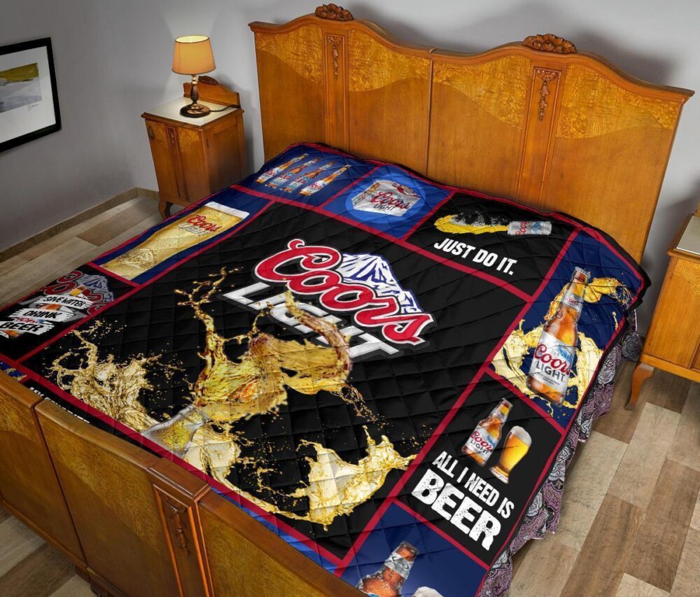 Coors Light Quilt Blanket All I Need Is Beer Funny Gift