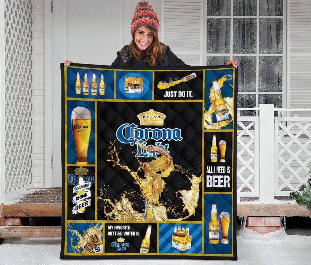Corona Light Quilt Blanket All I Need Is Beer Gift Idea