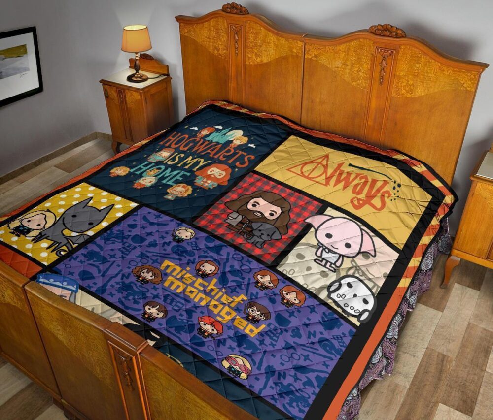 Cute Harry Potter Quilt Blanket Chibi Style Harry Potter Blanket Bedding