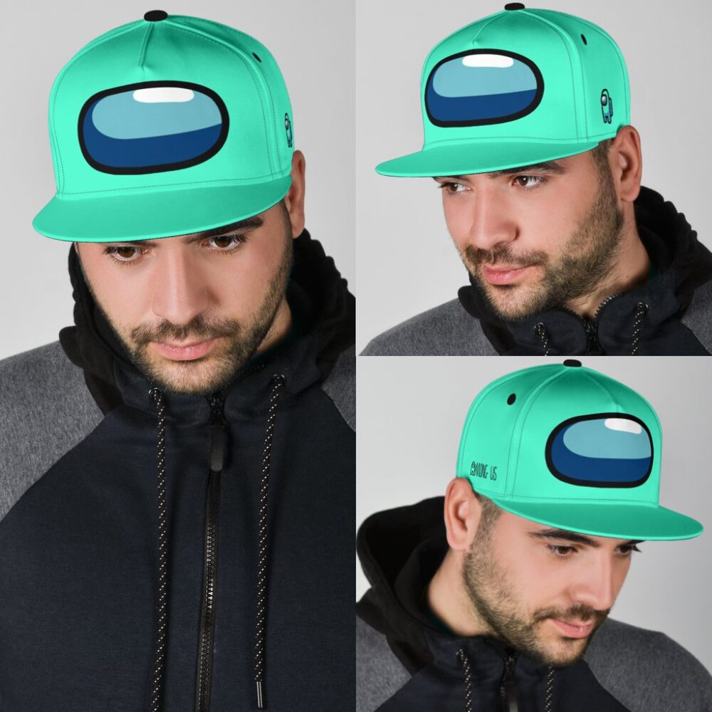 Cyan Crewmate Snapback Hat Among Us Gift Idea