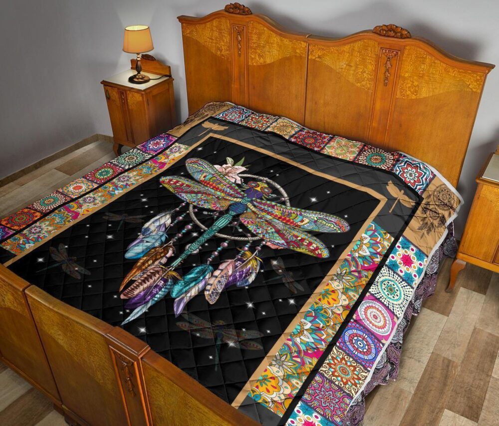 Dreamcatcher Native Dragonfly Quilt Blanket Amazing Gift Idea