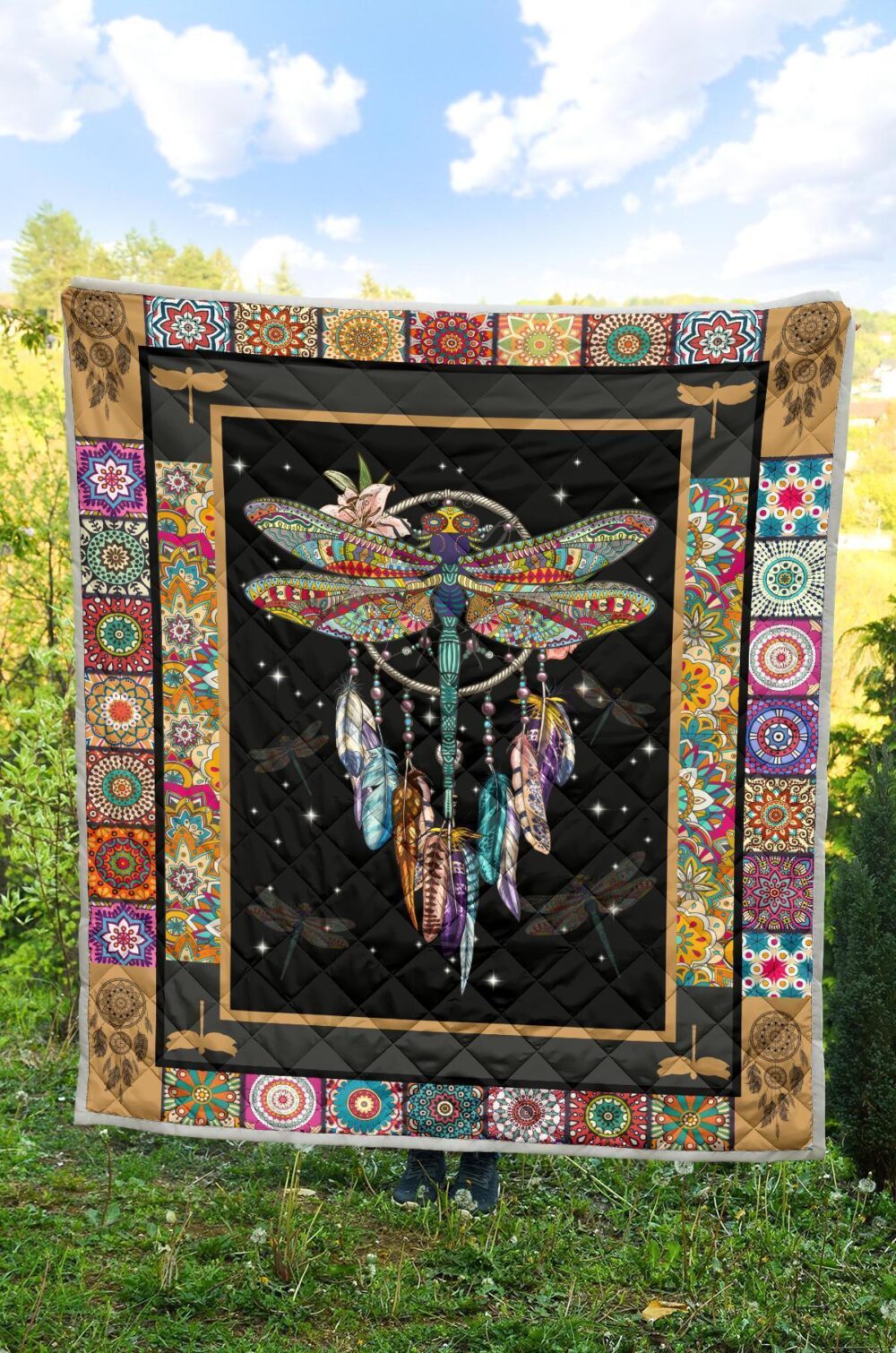 Dreamcatcher Native Dragonfly Quilt Blanket Amazing Gift Idea