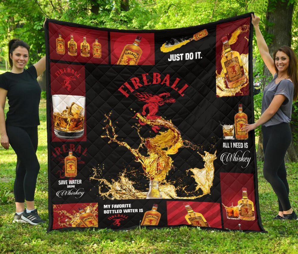 Fireball Cinnamon Quilt Blanket All I Need Is Whisky Gift Idea